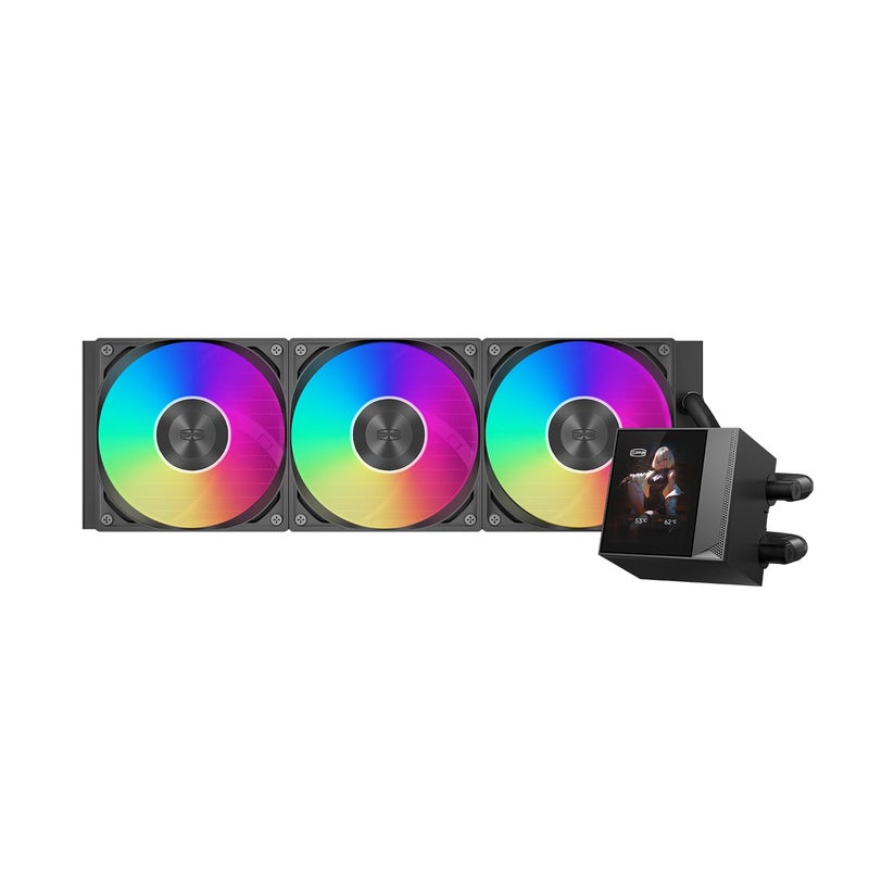 PCCOOLER CPU Cooler, 360mm AIO Liquid Cooling, High-Performance Pump, 2.4” IPS Display, CPS ARGB Water Cooling with Quiet F5 R120 Fans(DC360 Black) - Image 2